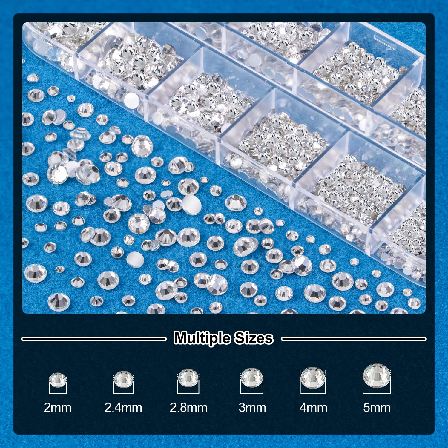 Nail Art Rhinestone Glue Gel&1 Box Flatback Gems Kit, 1 Tube of 15ml Rhinestone Gel Glue(UV/LED Needed)+Round Glass Crystal Clear Gemstones with Pickup Tools-Velvo Beauty