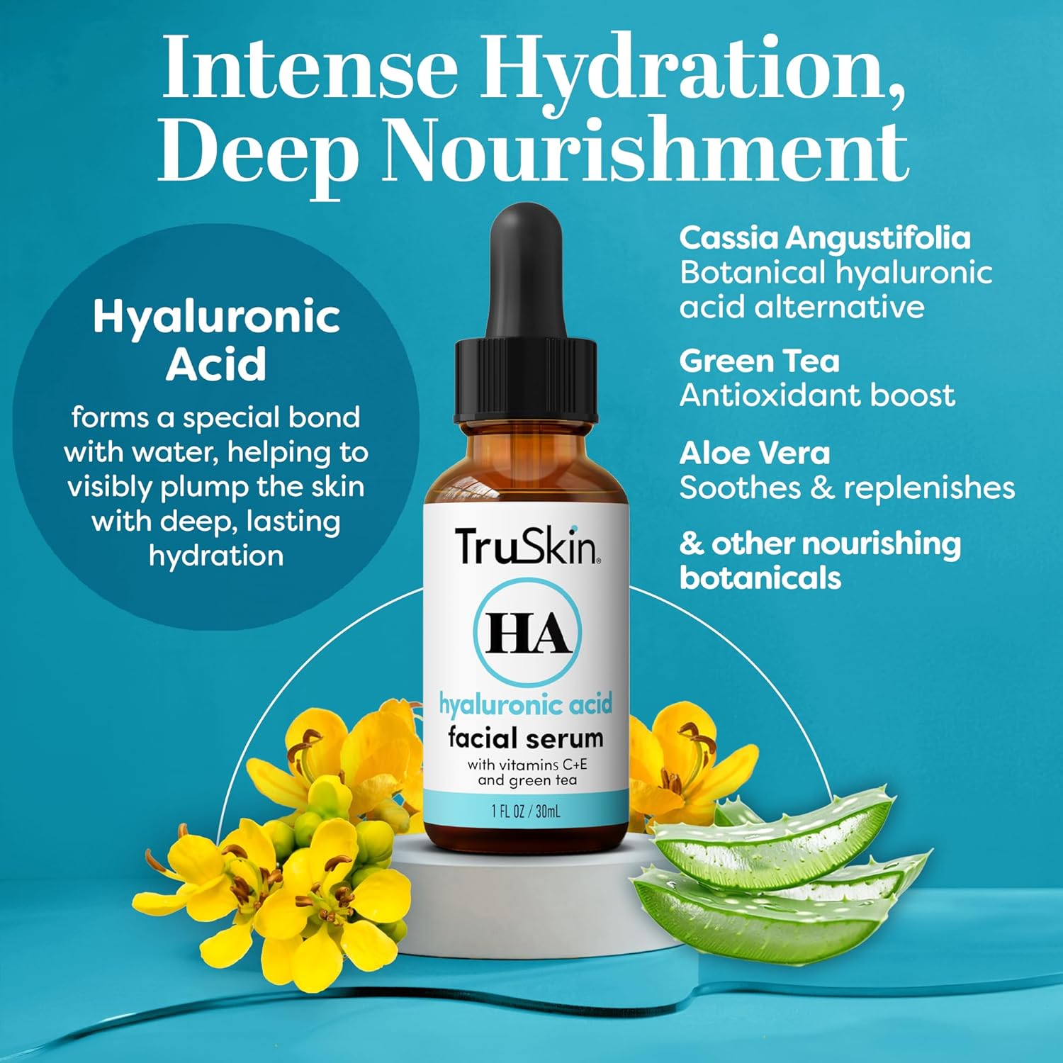 TruSkin Hyaluronic Acid Serum for Face + 7 Ultra Hydrating Ingredients – Best Face Serum for Moisturizing, Visibly Plumping Skin & Smoothing the Look of Fine Lines, 1 fl oz-Velvo Beauty