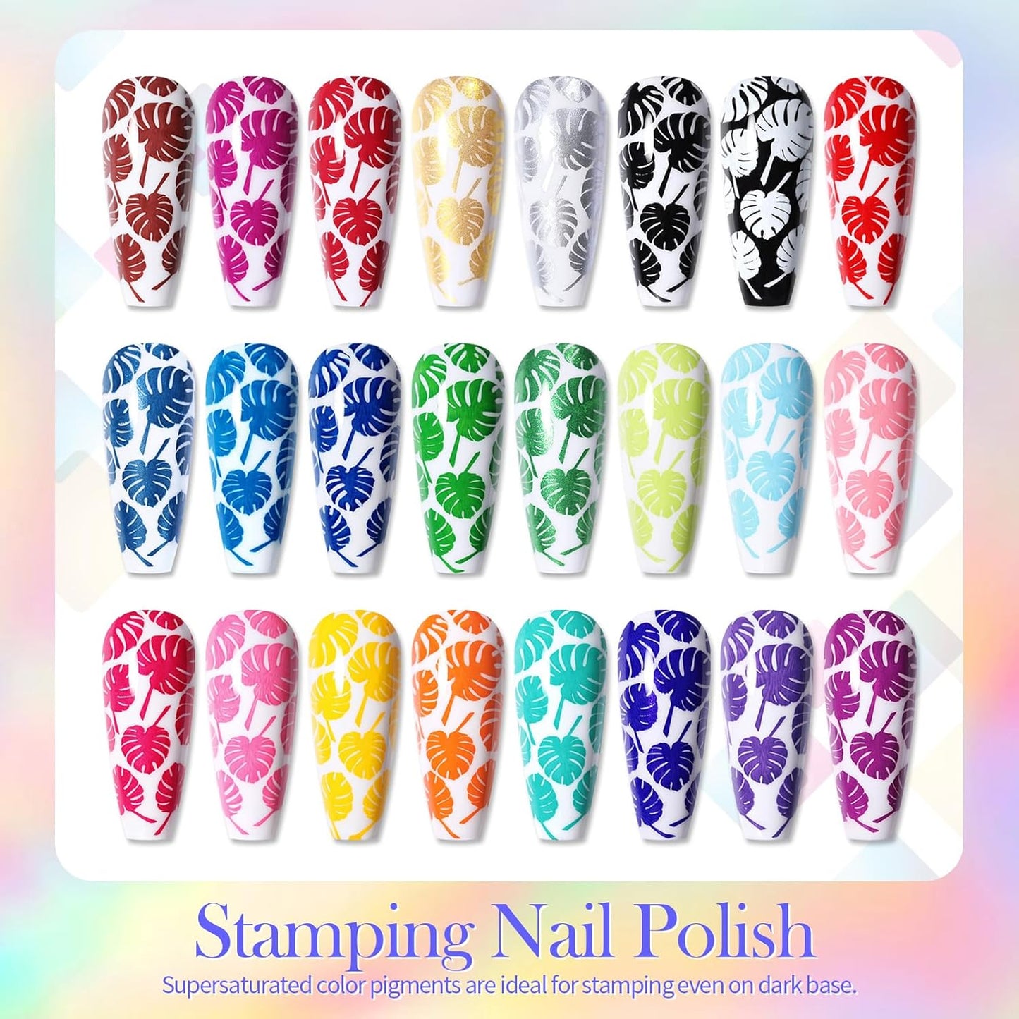 Born Pretty Nail Art Stamping Polish Halloween Nail Polish Set Manicure Print Nails Polish for Stamping Plates 24 Colors Bulk Nail Polish Set Gift Collection-Velvo Beauty