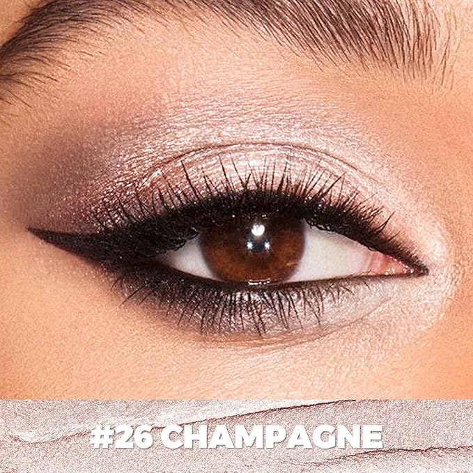 FOCALLURE Shimmer and Matte Cream Eyeshadow Stick,Smooth Brilliant Eye Brightener Pencil for Women,Long Lasting Waterproof Eye Shadow and Liners Makeup,CHAMPAGNE-Velvo Beauty