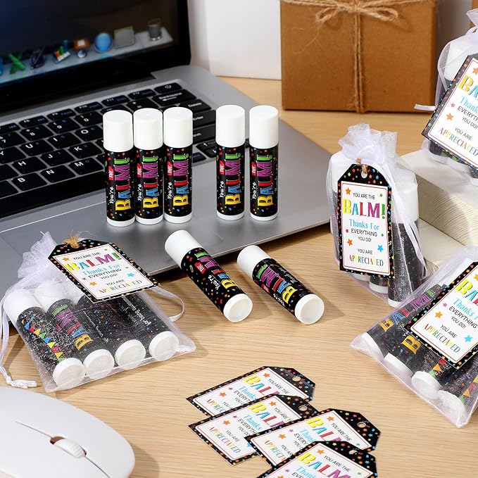 Dunzy 50 Sets Inspirational Gifts Lip Balm Bulk for Women Teachers Nurses Coworkers Friends Mother Employee Appreciation Gifts Bulk Thank You Small Gifts Lip Balm Gifts Party Gift Favors-Velvo Beauty