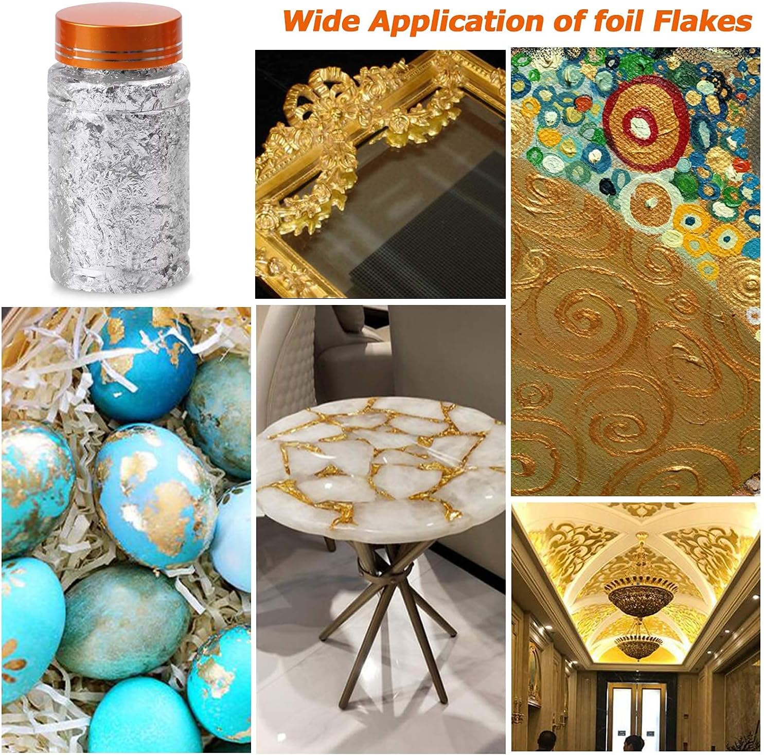 Gilding Flakes Set,Gold Foil Flakes for Resin,3 Bottles Metallic Foil Flakes for Resin Jewelry Making,Nails,Painting Art,Crafts and Slime(Gold, Silver, Copper Colors)-Velvo Beauty