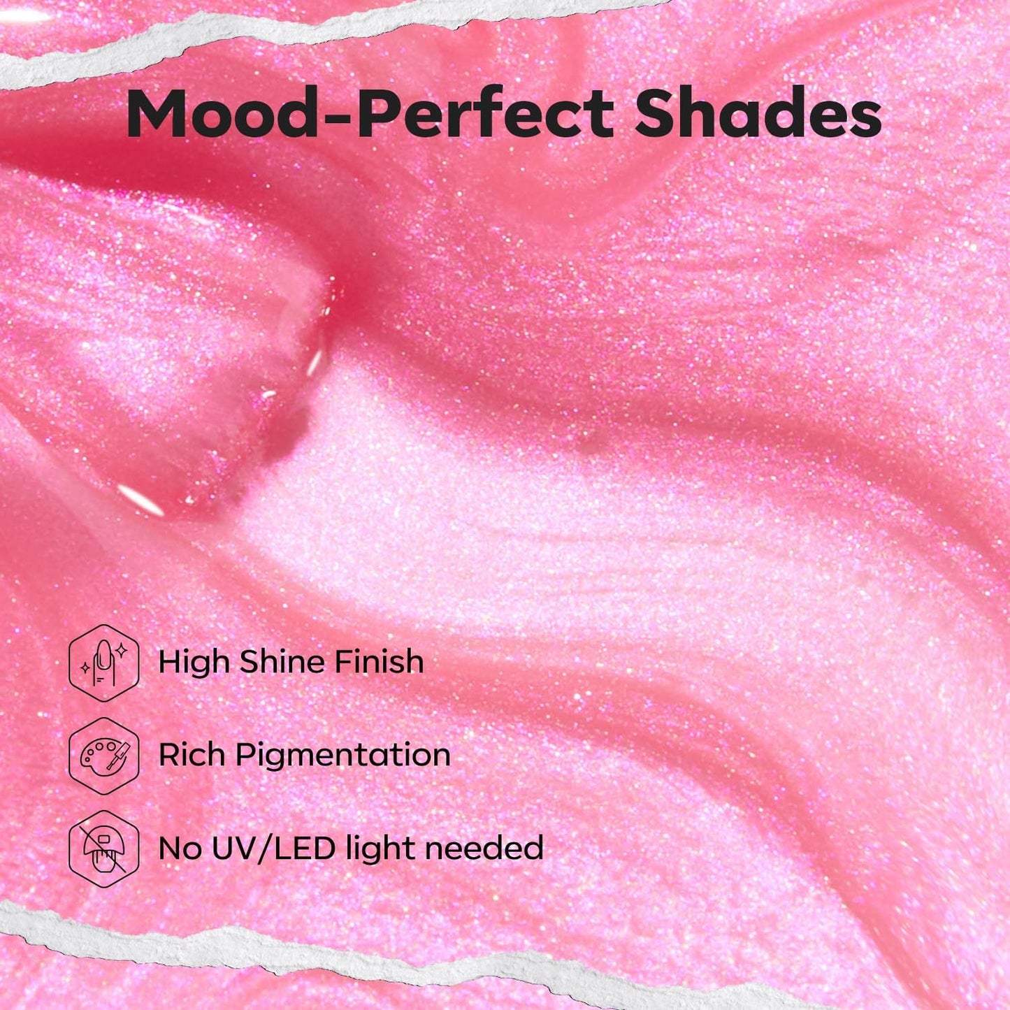 modelones Shine Pink Nail Polish, 15ml Shimmer Pearl Pink Nail Polish Quick Dry Nail Lacquer Strengthener Long Last Shine Fingernail Toe Nail Art DIY Home Travel Manicure Gift for Women Girls-Velvo Beauty