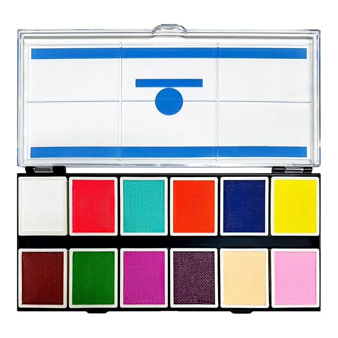 UV 12-Color Palette - Water-Activated Neon Glow Makeup for Face & Body - Fluorescent Shades for SFX, Party Makeup, Cosplay & Theatrical Performances-Velvo Beauty