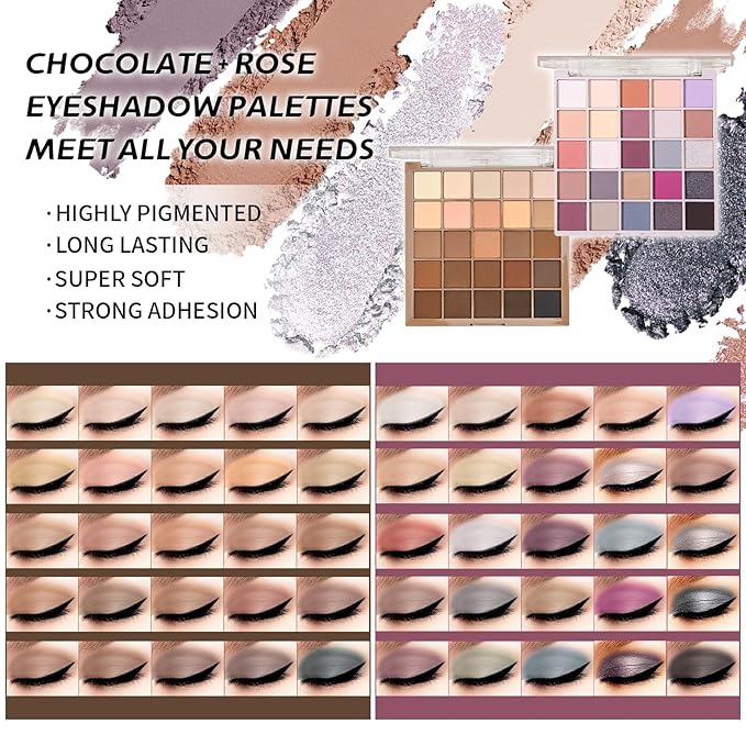 Makeup Set, Makeup Set for Women Full Kit, Eyeshadow Palette, Foundation Concealer CC Cream 3 in 1 Palette, Liquid Lipstick Eyebrow Pencil Eyeliner, Makeup Brush Sponges Makeup Bag-Velvo Beauty