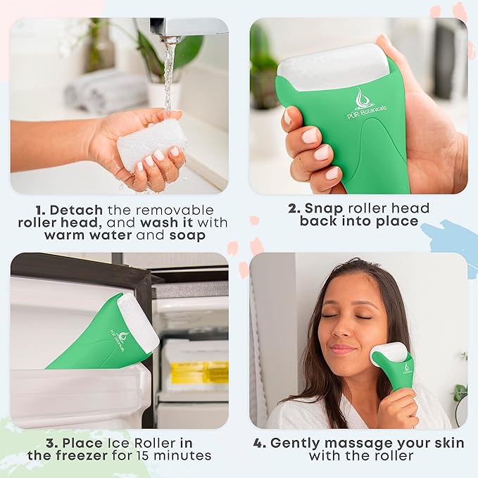 Ice Roller for Face & Eye Puffiness Relief 2 in 1 Set - Therapeutic Facial Massager for Beauty - Cooling Face Rollers for Women - Tone & Tighten Your Damaged Skin - Reduce Wrinkles-Velvo Beauty