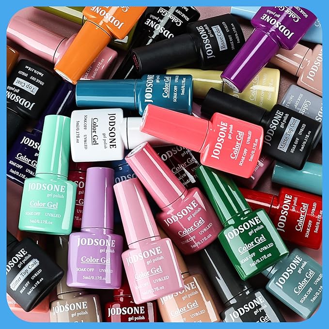 JODSONE Same Color Same Bottle 32 Colors Gel Nail Polish with U V Light Soak Off Glitter Base Top Matte Coat Manicure Salon Home DIY-Velvo Beauty