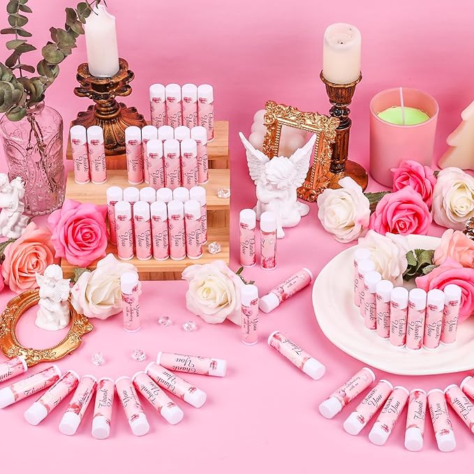 DMSKY 60 Pcs Wedding Bridal Shower Lip Balm Bulk, Bachelorette Souvenir & Baby Shower Favors, Wedding Party Favors for Guests, Thank You Gifts for Women Coworker Staff-Velvo Beauty