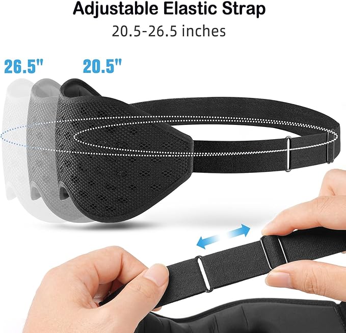 LitBear Breathable Sleep Mask, 3D Eye Mak Sleep for Side Sleepers Women Men, Light Blocking Sleeping Mask with Adjustable Strap, Soft Lightweight Eye Cover for Travel, Night Work, Nap, Office - Black-Velvo Beauty