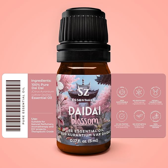 Daidai Blossom Essential Oil - 100% Pure and Undiluted Neroli-Daidai - Citrus Aurantium cv Daidai - Floral & Citrusy Scent with Oriental Overtones - Therapeutic Grade & Vegan - 0.17oz-Velvo Beauty