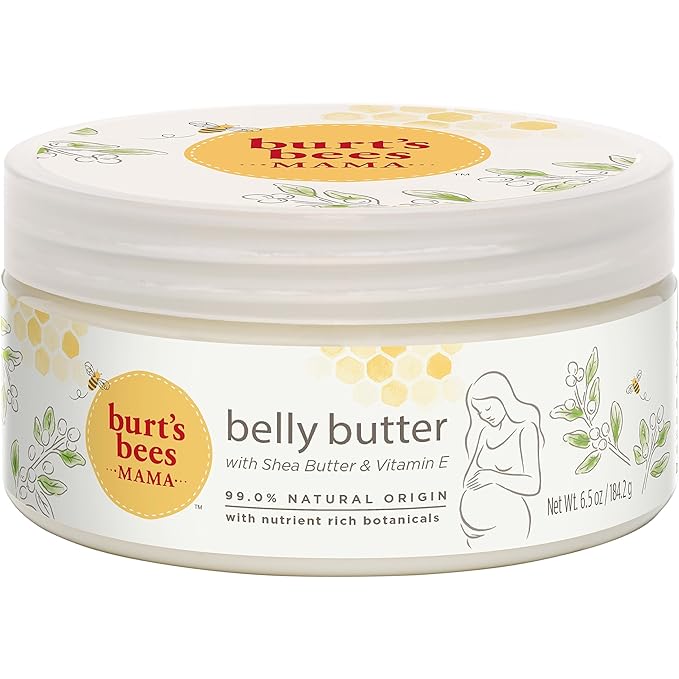 Burt's Bees Mama Belly Butter Stretch Mark Cream for Pregnancy Massages Body & Reduces Scar Appearance, Prenatal & Postnatal Tummy Skin Care, Shea Butter & Vitamin E Rich Formula, 6.5 Oz Tub-Velvo Beauty