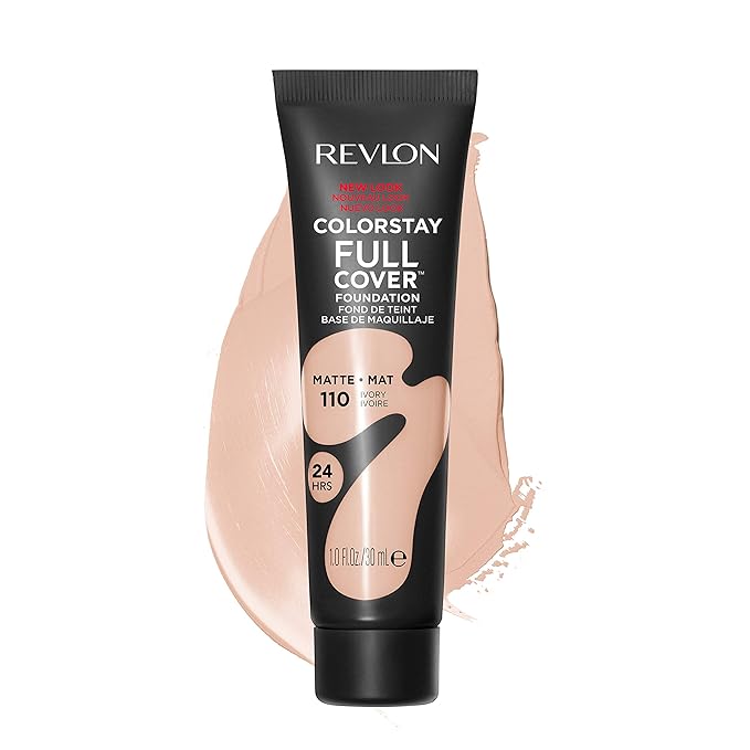 Revlon ColorStay Full Cover Longwear Matte Foundation, Heat & Sweat Resistant Lightweight Face Makeup, Ivory (110), 1.0 oz-Velvo Beauty
