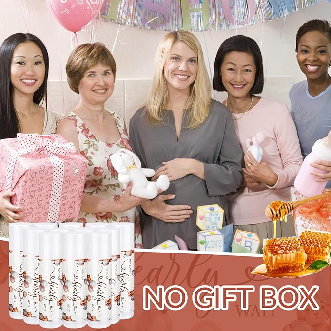 Loopeer 50 Pcs Lip Balm Gift Set Baby Shower Party Favors Natural Ingredients Beeswax lipsticks Gender Reveal Favors Gift Chapped Lips Care Products for Baby Kids Men Women and Children (Bear)-Velvo Beauty