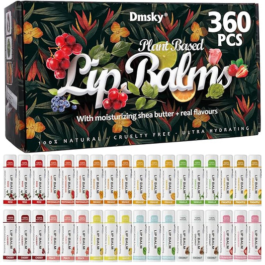 Dmsky Lip Balm Bulk, Fruit Lip Balm Variety Pack, Hydrating Lip Balm for Men Women Kids, 0.15 Oz, 360 count (Pack of 1)-Velvo Beauty