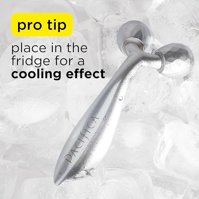 Pacifica Future Youth Stainless Steel Face Roller – Cooling Dual Gua Sha Facial Massager for Sculpting, Contouring & De-Puffing – Anti-Aging Skin Care Tool for Wrinkles & Fine Lines Lymphatic Drainage-Velvo Beauty