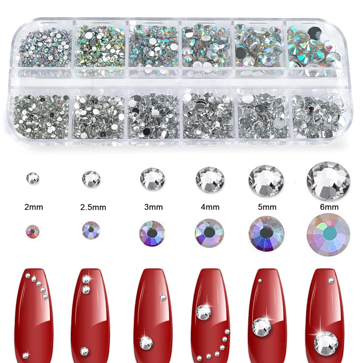 Canvalite 2784PCS Rhinestones Crystal AB Rhinestones for Nail with 5Pcs 3ml B7000 Jewelry Glue and Pick Up Tweezers and Nail Rhinestone Picker, Nail Art Tools,Stocking Stuffers Gifts for Women-Velvo Beauty