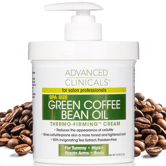 Advanced Clinicals Green Coffee Bean Thermo Firming Body Cream | Anti Cellulite Cream | Caffeine Body Lotion Moisturizer To Firm, Tighten, & Hydrate Look Of Legs, Arms, Tummy, Butt, & Thighs, 16 Oz-Velvo Beauty
