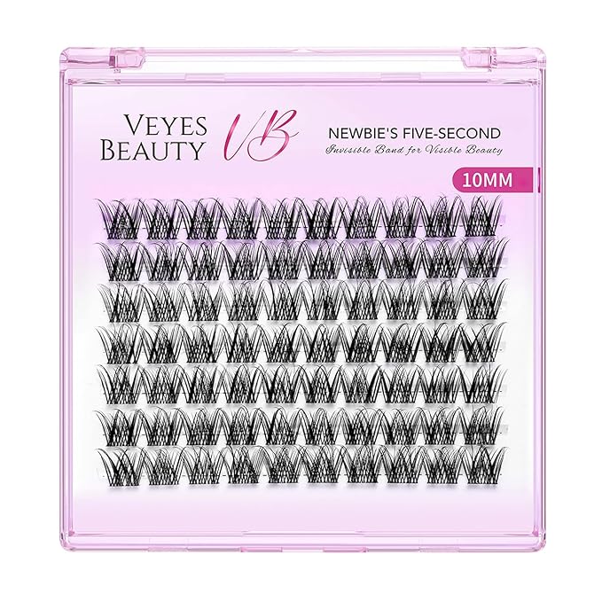 VEYESBEAUTY Lash Clusters Individual Eyelash Extensions Thin & Invisible Band DIY False Eyelashes for Self-application Newbie's Five-Second Series Wispy Lash Tray, LuxeBold 10mm Single Length-Velvo Beauty