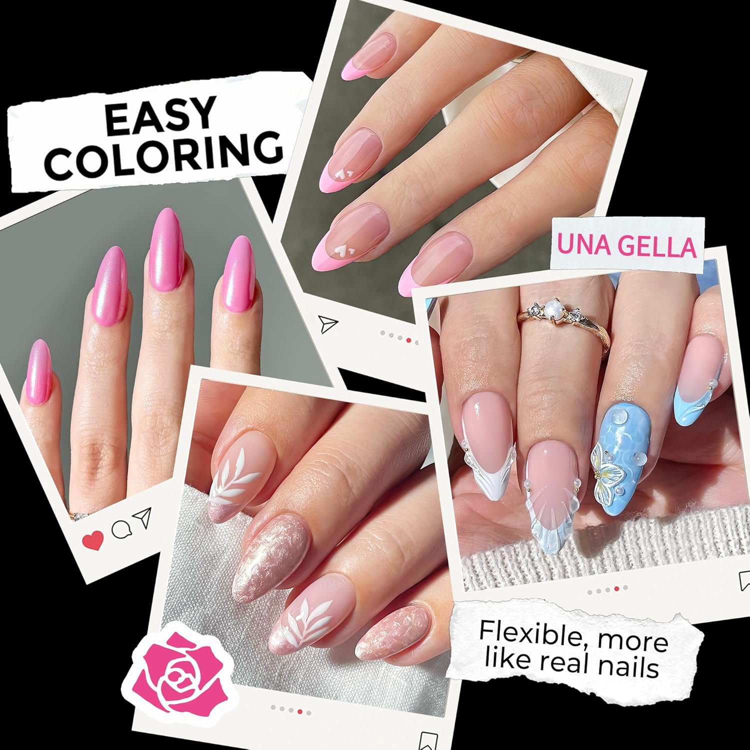 UNA GELLA Almond Nail Tips 216pcs Medium Almond Press on Nails Pre-shape Gel Fake Nails for Full Cover Acrylic French False Nails For Nail Extension, DIY Salon 12 Sizes Gelly Tips-Velvo Beauty