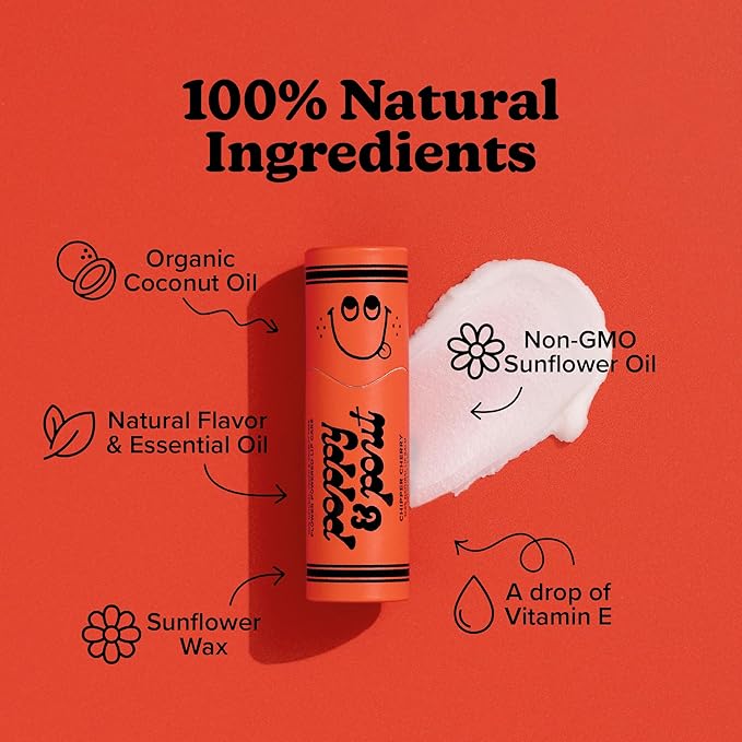 Poppy & Pout Kids Jumbo Lip Balm | All Natural Lip Balms & Moisturizers | Hydrates with Beeswax, Vitamin E, Organic Coconut Oil | Cruelty-Free | Lip Balm in Recyclable Cardboard Tube (Chipper Cherry)-Velvo Beauty