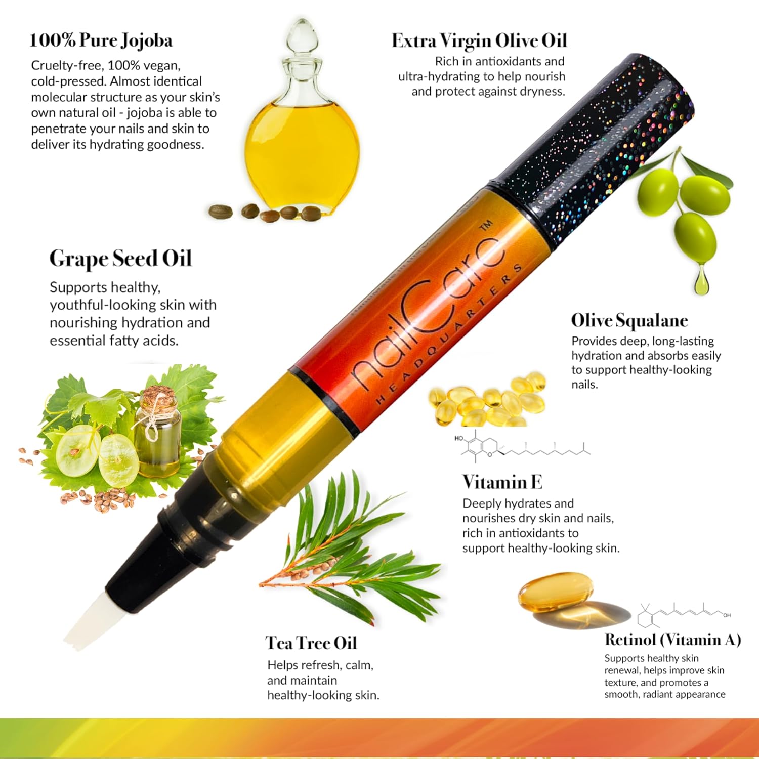 Nail Care Headquarters Simply Pure Cuticle Oil Pen for Nails - Nail Strengthener & Growth Oil and Serum Support for Damaged Nails, Hangnails w/Jojoba cuticle oil—Bali Mango Fragrance-Velvo Beauty