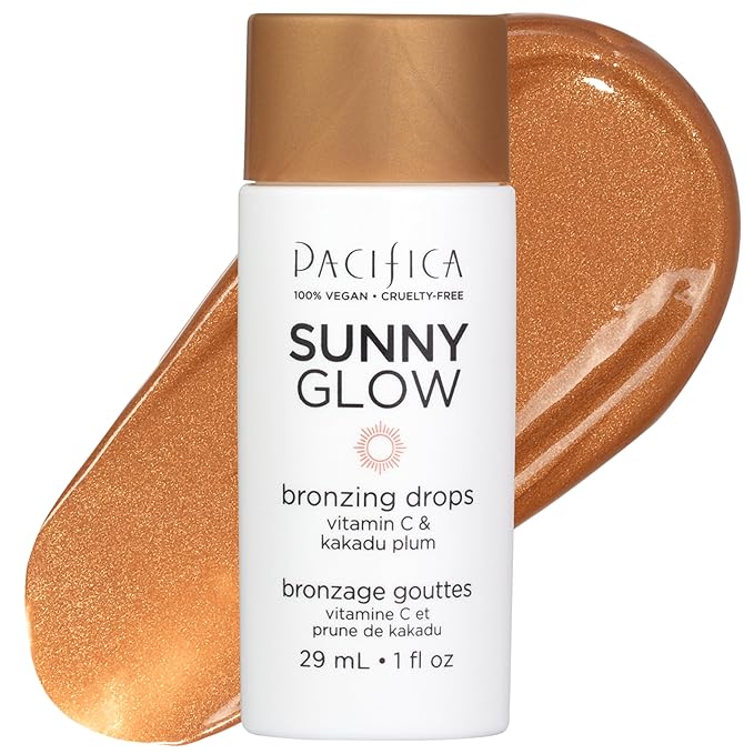 Pacifica Sunny Glow Liquid Face Bronzer Drops - Face Makeup Bronzing For Face & Cheeks for Instant Sun-Kissed Glow - Vitamin C & Glycolic Acid Infused Liquid Bronzer Illuminating Highlighting Clean-Velvo Beauty