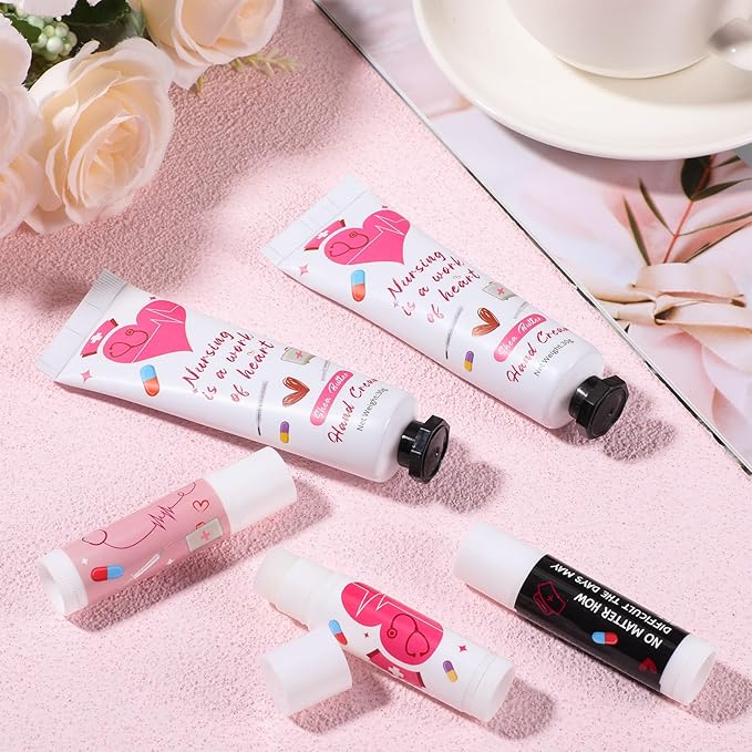 Nurse Appreciation Gifts Set Thank You Gifts Lip Balm Hand Cream for Dry Cracked Hands with Organza Bags Thank You Tags Jute for Party Holiday Nurse' Day(24 Sets)-Velvo Beauty