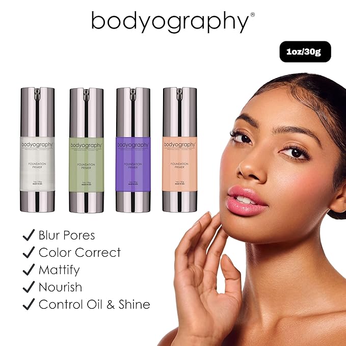 BODYOGRAPHY - Foundation Primer (Neutral): Flawless Anti-Aging Salon Makeup Primer w/Vitamin E, A, Jojoba, Grapeseed Oil | Control Shine | Gluten-Free, Cruelty-Free, 1 oz.-Velvo Beauty