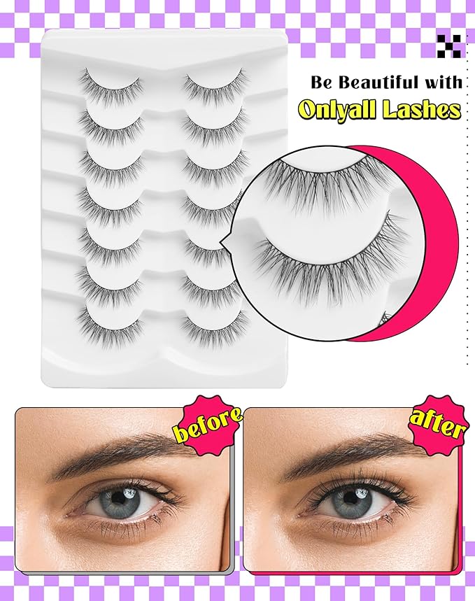 Onlyall Lashes Mink False Eyelashes Natural Wispy Lashes Soft Faux Mink Lashes Fluffy False Lashes DK72-Velvo Beauty