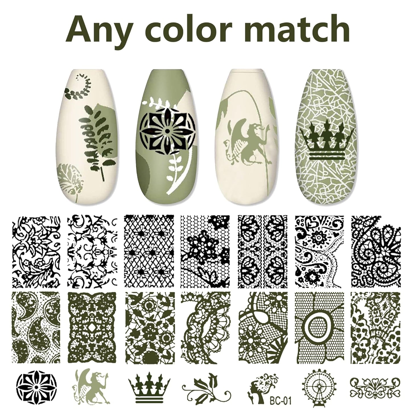 AddFavor Nail Stamper Kit 6pcs Flower Lace Vine Nail Art Stamping Plate Template with Silicone Nail Stamper and Scraper for Women Girls DIY Fingernail Manicure Stencils Tools-Velvo Beauty