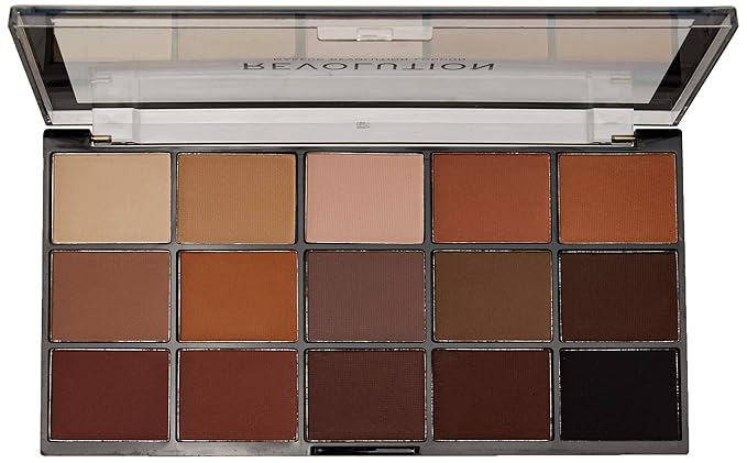 Makeup Revolution Reloaded Palette, Makeup Eyeshadow Palette, Includes 15 Shades, Lasts All Day Long, Vegan & Cruelty Free, Basic Mattes, 16.5g-Velvo Beauty