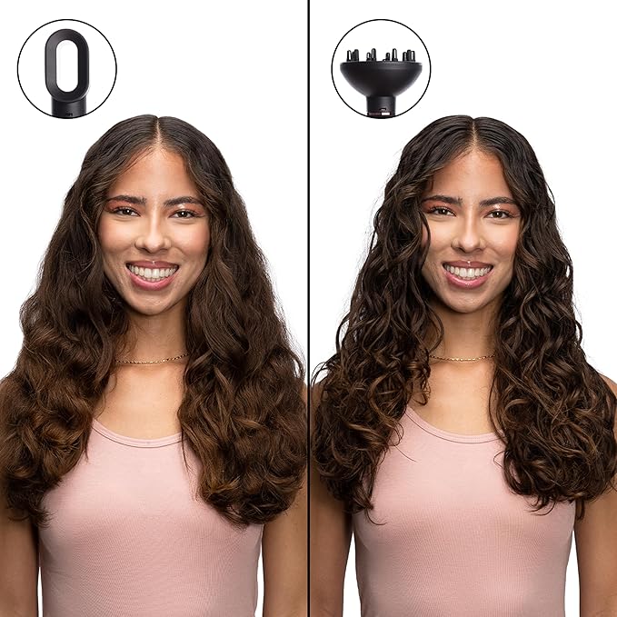 Foxybae Super Styler – 4-in-1 Blow Dryer Brush Set - Diffuser, Blowout Brush, 1.25” Curling Barrel & Drying Cylinder - Voluminous, Frizz-free Hair - Blow Dryer, Straightener & Curler [Black Rose-Gold]-Velvo Beauty