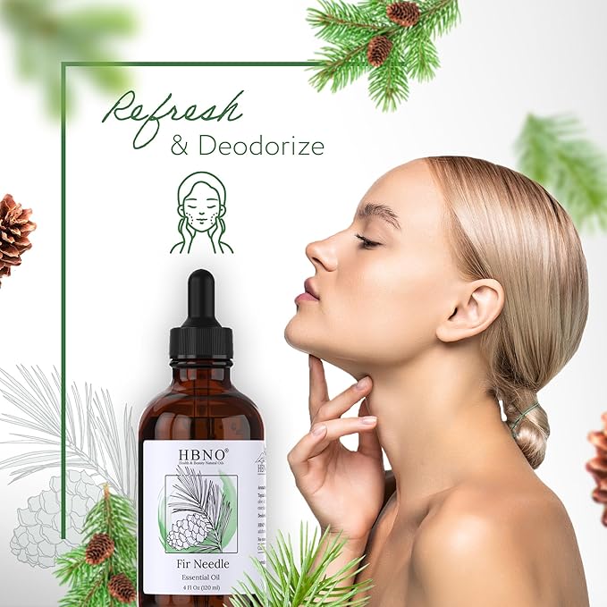 HBNO Fir Needle Essential Oil - Huge 4 oz (120ml) Value Size - Natural Fir Needle Oil - Perfect for Cleaning, Aromatherapy, DIY, Soap and Diffuser-Velvo Beauty