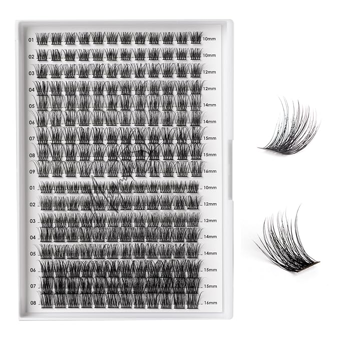 Lash Clusters 204 Pcs Individual Lashes Clusters Eyelash Extensions False Eyelashes DIY Lash Extension Kit Reusable False Eyelashes Natural Look Mix 10-16mm C D Curl(DM20+DM23)-Velvo Beauty