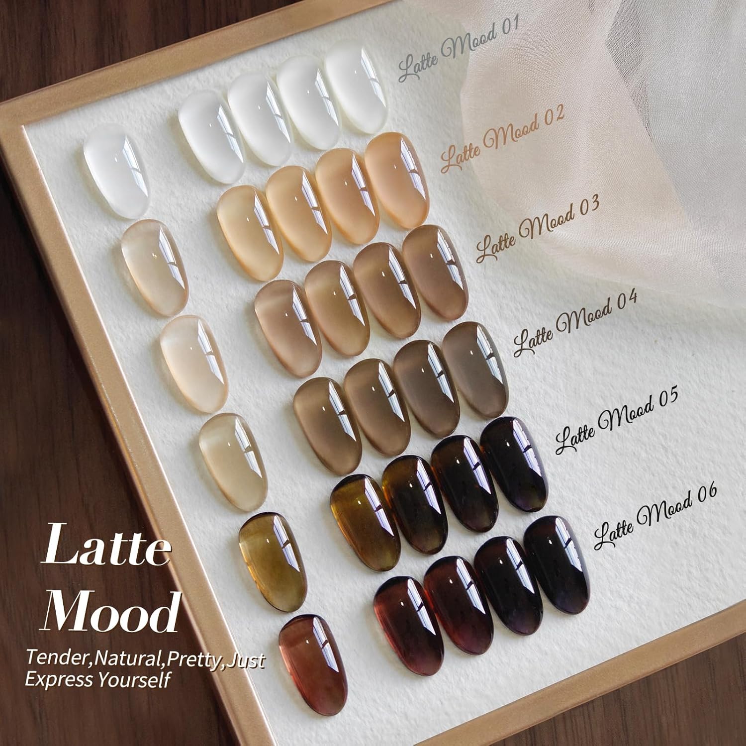 Born Pretty Jelly Gel Nail Polish Fall Winter Brown Chocolate Nude Skin Tone Milky White Gel Polish Neutral Beige Khaki Gel Polish Kit Nail Art Kit for Salon Manicure and DIY at Home 6PCS 7ML-Velvo Beauty