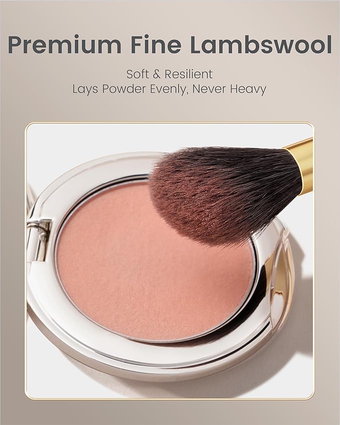Desert Oak Series Angled Blush Brush - Soft Goat Hair Bristles for Powder/Cream Blush & Bronzer, Ergonomic Ebana Handle & Brass Ferrule, Beginner to Pro (CM 164)-Velvo Beauty