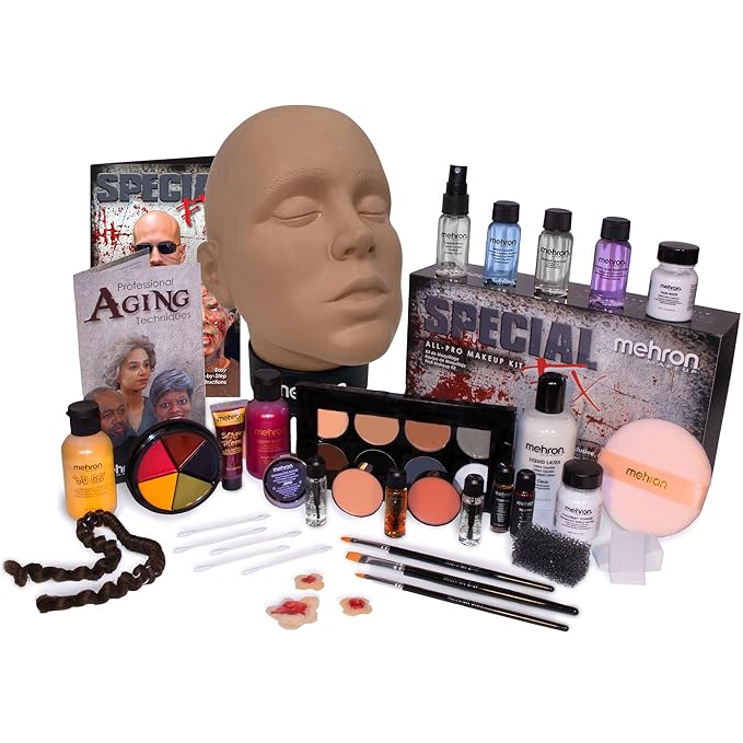 Mehron Makeup Special FX Set for Halloween, Horror, & Cosplay (Practice Head Included)-Velvo Beauty