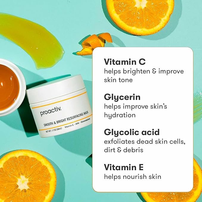 Proactiv Smooth & Bright Resurfacing Vitamin C Face Mask - Targets Post Acne Dark Marks, Hyperpigmentation, Rough Texture, Formulated for Acne-Prone Skin, 1.7 Oz-Velvo Beauty