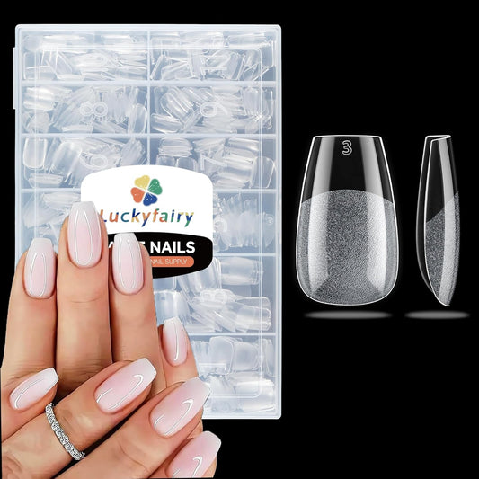 Coffin Press on Nails: 504pcs Pre-etched Short Nails Clear Coffin Gel Tips for Full Cover Fake Nails French Nail Extension Salon Home DIY 12 Sizes Gelly Tips-Velvo Beauty