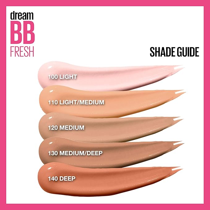 Maybelline Dream Fresh Skin Hydrating BB cream, 8-in-1 Skin Perfecting Beauty Balm with Broad Spectrum SPF 30, Sheer Tint Coverage, Oil-Free, Light, 1 Fl Oz-Velvo Beauty