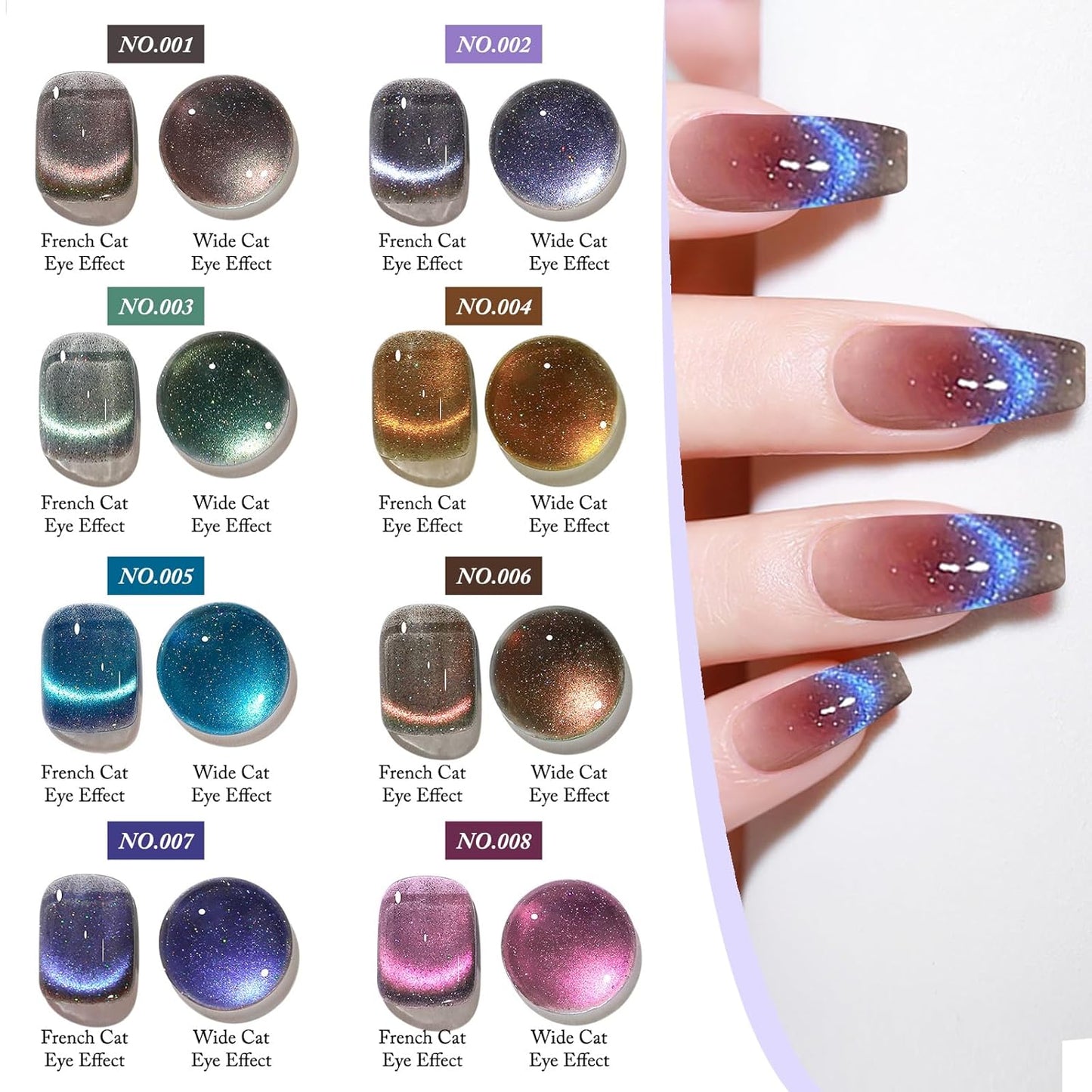 Crushed Diamond Cat Eye Gel Nail Polish with Magnet Stick, 15ml Holographic Glitter Gel, Ideal for DIY Nail Art, Lavender Luminance-Velvo Beauty