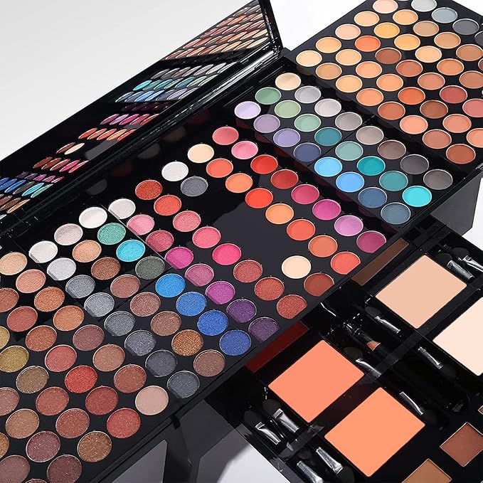 190 Colors Cosmetic Make up Piano Box Set,Combination with Eyeshadow /Facial Blusher /Eyebrow Powder /Eyeliner Pencil /Mirror,All-in-1 Makeup Gift Set (Color A)-Velvo Beauty