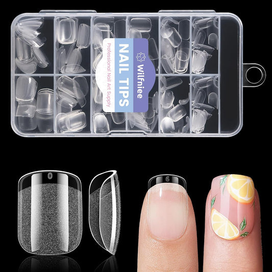 Extra Short Nail Tips Square: 240PCS Pre-shaped Gel Nails Tips Short Square Nail Tips, 12 Sizes Clear Full Cover False Fake Press on Nails for Nail Extensions DIY Home Salon for Women-Velvo Beauty