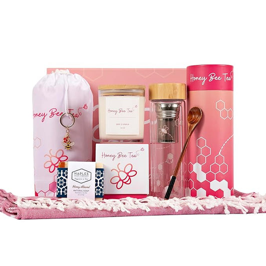 Honey Bee Tea™ Gift Set | Gifts for Women | 7 Piece Set | Hand Picked Beautifully Packaged | Luxury Spa Gift Featuring Naples Soap Company-Velvo Beauty