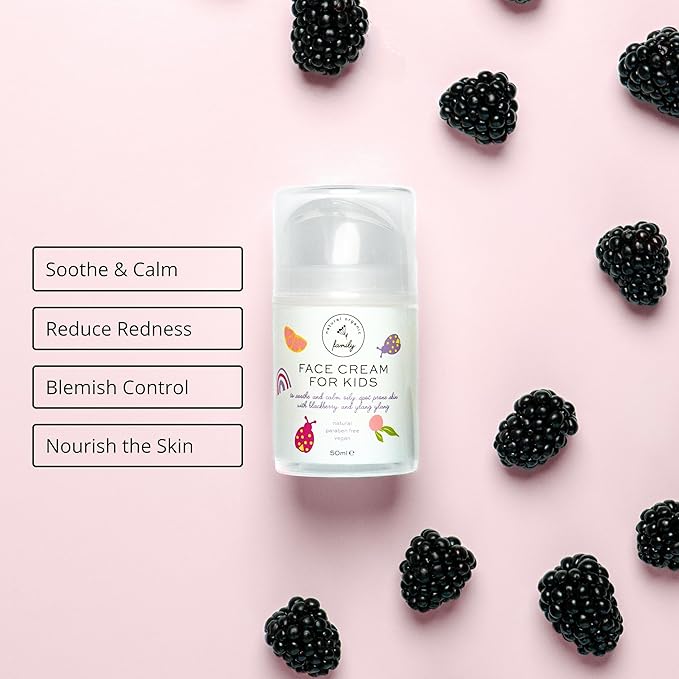 Gentle Face Cream Moisturizer for Kids and Preteens – Nourishing and Calming for All Skin Types – Natural Ingredients: Hyaluronic Acid and Vitamin E - Made in UK 50ml-Velvo Beauty
