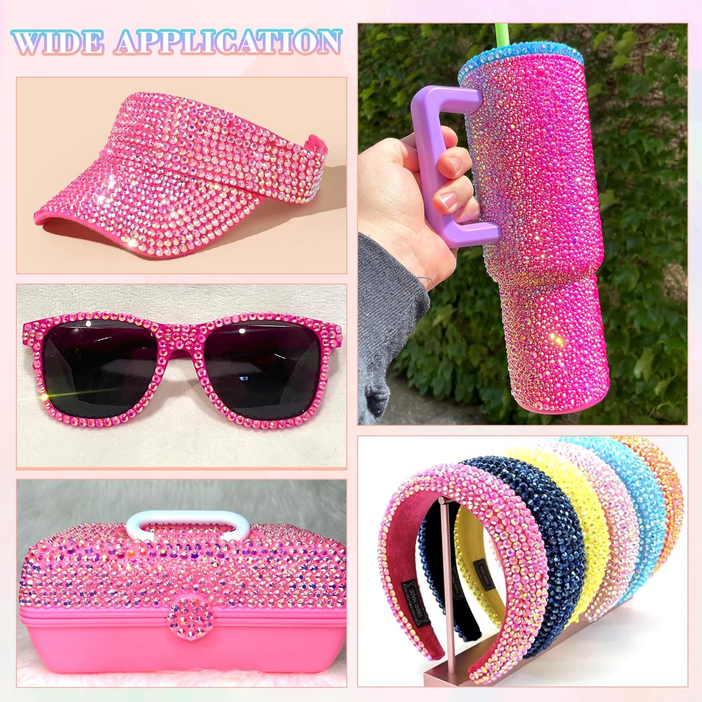 30000Pcs Resin Hot Pink AB Rhinestones for Bedazzling Crafting with b7000 Jewelry Glue, Bulk Flatback Gems Bedazzler Kit for Crafts Clothes Shoes Fabric Nail Diamond Art, Assorted Size 2/3/4/5/6mm-Velvo Beauty