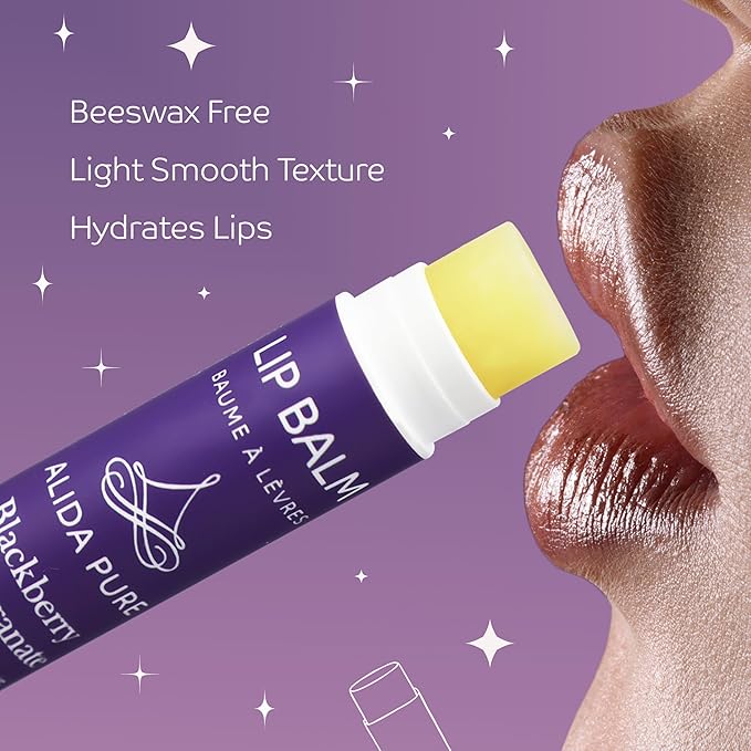 Blackberry Pomegranate Lip Balm Collection, Vegan Lip Balm Set, Beeswax Free, with Avocado Oil, Organic Jojoba Oil, and Vitamin E, Natural Moisturizer for Dry, Chapped Lips, 3 Tube Set-Velvo Beauty