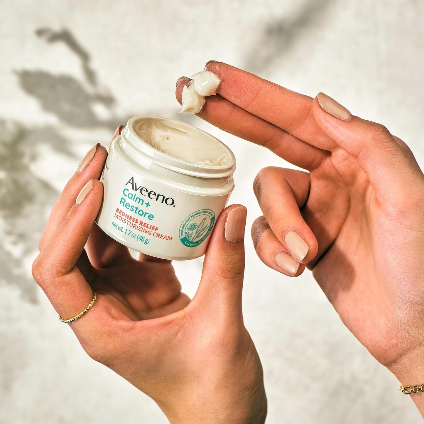 Aveeno Calm + Restore Facial Moisturizer Face Cream for Redness Relief, Non-Comedogenic, Ceramide & Vitamin B5, Hydrating for Dry, Sensitive Skin, Hypoallergenic, Fragrance-Free, 1.7 oz-Velvo Beauty