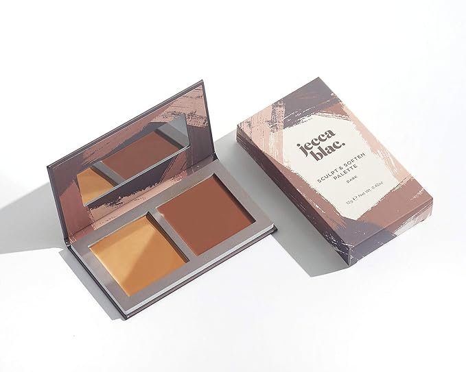 Jecca Blac Sculpt and Soften Contour Palette, Creamy Formula with Natural Finish, Medium Coverage, Gender Neutral and LGBTIQA+ Inclusive Make Up, Dark, 12g-Velvo Beauty