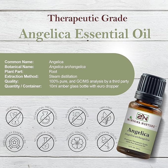 Angelica Essential Oil 100% Pure Premium Therapeutic Grade, Undiluted - Aromatherapy Diffuser for Calm and Relaxation, Skin Care, Hair Care-Velvo Beauty